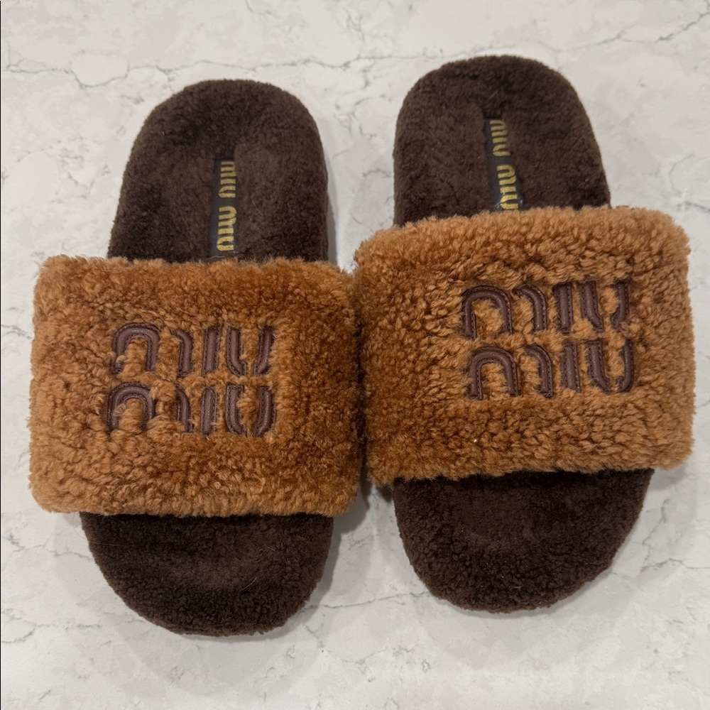 Miu Miu Shearling Slides